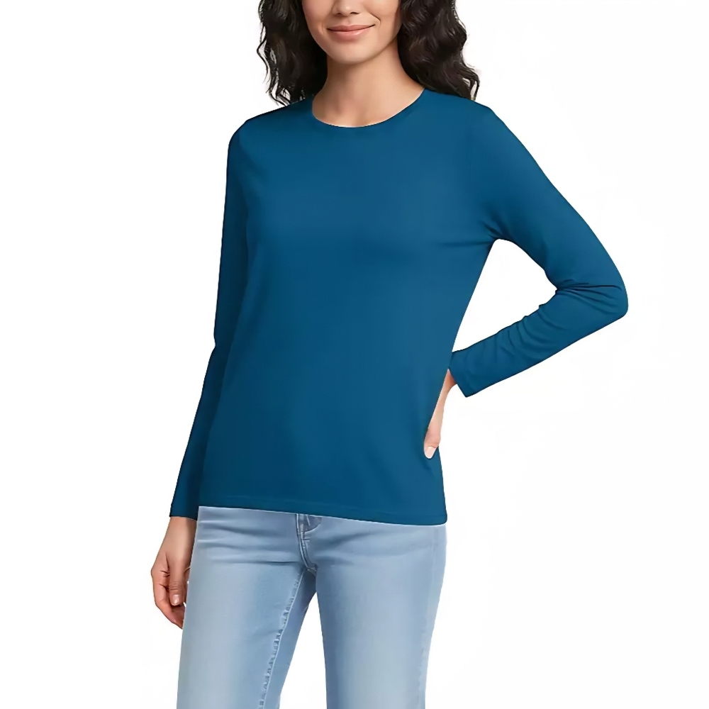 Women's Long Sleeve Tee Size XL Top Teal Blue Knit